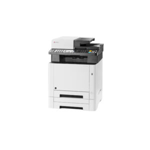 A KYOCERA ECOSYS MA2100cwfx color multi-function printer with 2 paper trays.