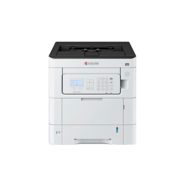 A KYOCERA ECOSYS PA3500cx color printer with a lit up touch screen.