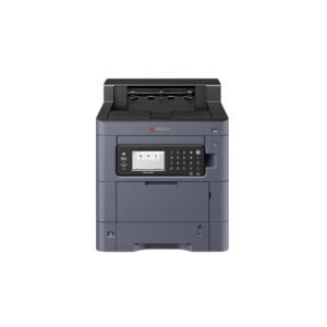 A KYOCERA TASKalfa PA4500ci color printer with touch screen lit up.