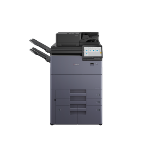 Kyocera TASKalfa MZ7500i black and white multifunction printer with touchscreen display and output trays